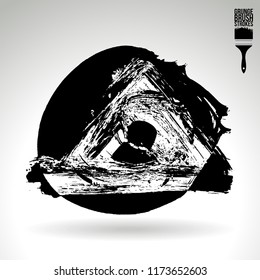 Black brush stroke and texture. Grunge vector abstract hand - painted element. Underline and border design.