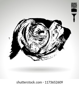 Black brush stroke and texture. Grunge vector abstract hand - painted element. Underline and border design.