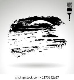 Black brush stroke and texture. Grunge vector abstract hand - painted element. Underline and border design.