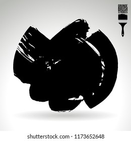 Black brush stroke and texture. Grunge vector abstract hand - painted element. Underline and border design.