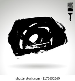 Black brush stroke and texture. Grunge vector abstract hand - painted element. Underline and border design.