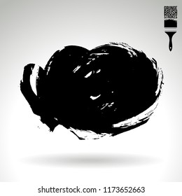 Black brush stroke and texture. Grunge vector abstract hand - painted element. Underline and border design.