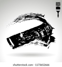 Black brush stroke and texture. Grunge vector abstract hand - painted element. Underline and border design.