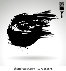 Black brush stroke and texture. Grunge vector abstract hand - painted element. Underline and border design.