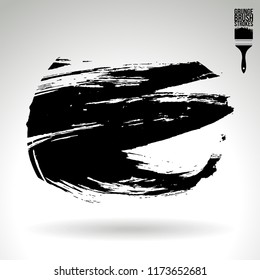 Black brush stroke and texture. Grunge vector abstract hand - painted element. Underline and border design.