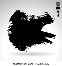 Black brush stroke and texture. Grunge vector abstract hand - painted element. Underline and border design.