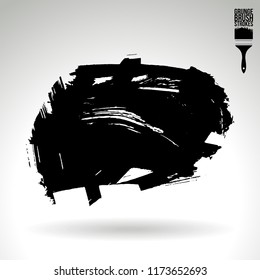Black brush stroke and texture. Grunge vector abstract hand - painted element. Underline and border design.