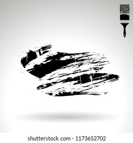 Black brush stroke and texture. Grunge vector abstract hand - painted element. Underline and border design.