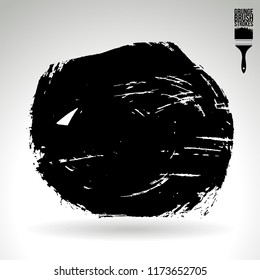 Black brush stroke and texture. Grunge vector abstract hand - painted element. Underline and border design.