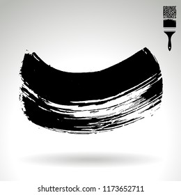 Black brush stroke and texture. Grunge vector abstract hand - painted element. Underline and border design.