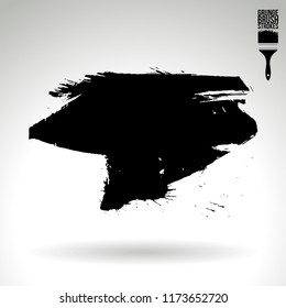 Black brush stroke and texture. Grunge vector abstract hand - painted element. Underline and border design.