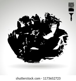 Black brush stroke and texture. Grunge vector abstract hand - painted element. Underline and border design.