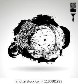 Black brush stroke and texture. Grunge vector abstract hand - painted element. Underline and border design.