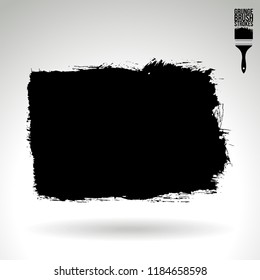 Black brush stroke and texture. Grunge vector abstract hand - painted element. Underline and border design.