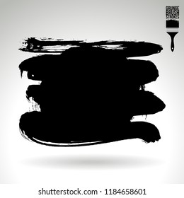 Black brush stroke and texture. Grunge vector abstract hand - painted element. Underline and border design.