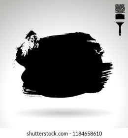 Black brush stroke and texture. Grunge vector abstract hand - painted element. Underline and border design.