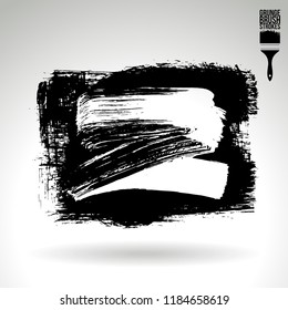 Black brush stroke and texture. Grunge vector abstract hand - painted element. Underline and border design.