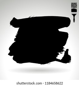 Black brush stroke and texture. Grunge vector abstract hand - painted element. Underline and border design.