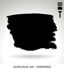 Black brush stroke and texture. Grunge vector abstract hand - painted element. Underline and border design.