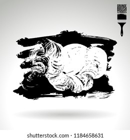 Black brush stroke and texture. Grunge vector abstract hand - painted element. Underline and border design.