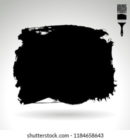 Black brush stroke and texture. Grunge vector abstract hand - painted element. Underline and border design.