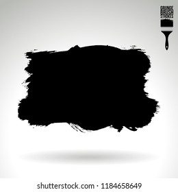 Black brush stroke and texture. Grunge vector abstract hand - painted element. Underline and border design.