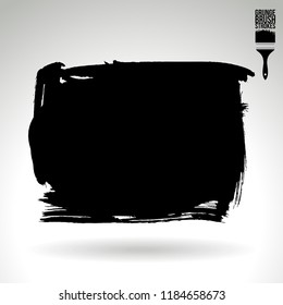 Black brush stroke and texture. Grunge vector abstract hand - painted element. Underline and border design.