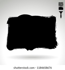 Black brush stroke and texture. Grunge vector abstract hand - painted element. Underline and border design.