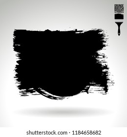 Black brush stroke and texture. Grunge vector abstract hand - painted element. Underline and border design.
