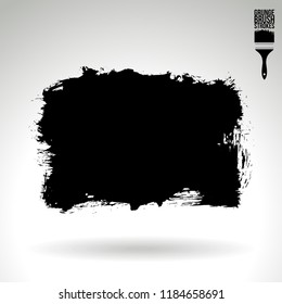 Black brush stroke and texture. Grunge vector abstract hand - painted element. Underline and border design.