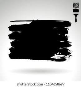 Black brush stroke and texture. Grunge vector abstract hand - painted element. Underline and border design.
