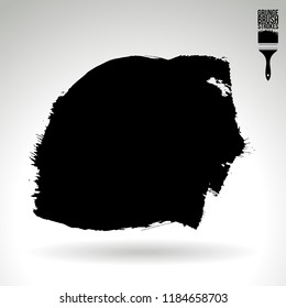 Black brush stroke and texture. Grunge vector abstract hand - painted element. Underline and border design.