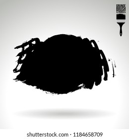 Black brush stroke and texture. Grunge vector abstract hand - painted element. Underline and border design.