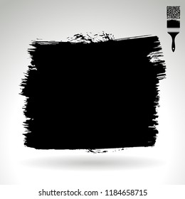 Black brush stroke and texture. Grunge vector abstract hand - painted element. Underline and border design.