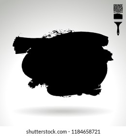 Black brush stroke and texture. Grunge vector abstract hand - painted element. Underline and border design.