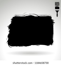 Black brush stroke and texture. Grunge vector abstract hand - painted element. Underline and border design.