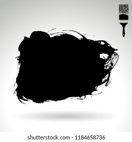 Black brush stroke and texture. Grunge vector abstract hand - painted element. Underline and border design.