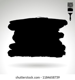 Black brush stroke and texture. Grunge vector abstract hand - painted element. Underline and border design.