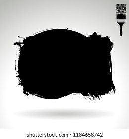Black brush stroke and texture. Grunge vector abstract hand - painted element. Underline and border design.