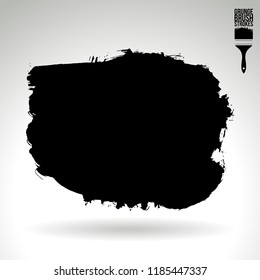 Black brush stroke and texture. Grunge vector abstract hand - painted element. Underline and border design.