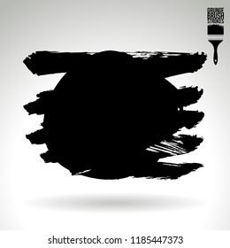 Black brush stroke and texture. Grunge vector abstract hand - painted element. Underline and border design.