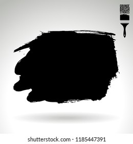 Black brush stroke and texture. Grunge vector abstract hand - painted element. Underline and border design.