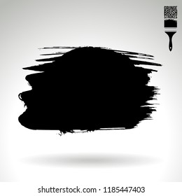 Black brush stroke and texture. Grunge vector abstract hand - painted element. Underline and border design.