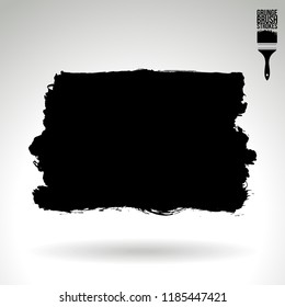 Black brush stroke and texture. Grunge vector abstract hand - painted element. Underline and border design.