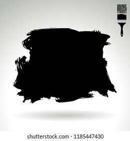 Black brush stroke and texture. Grunge vector abstract hand - painted element. Underline and border design.