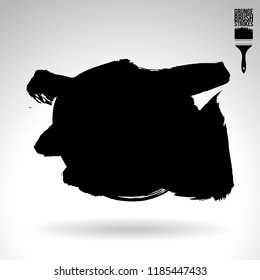 Black brush stroke and texture. Grunge vector abstract hand - painted element. Underline and border design.