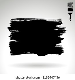 Black brush stroke and texture. Grunge vector abstract hand - painted element. Underline and border design.