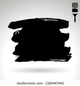Black brush stroke and texture. Grunge vector abstract hand - painted element. Underline and border design.