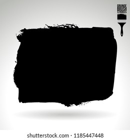Black brush stroke and texture. Grunge vector abstract hand - painted element. Underline and border design.
