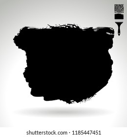 Black brush stroke and texture. Grunge vector abstract hand - painted element. Underline and border design.
